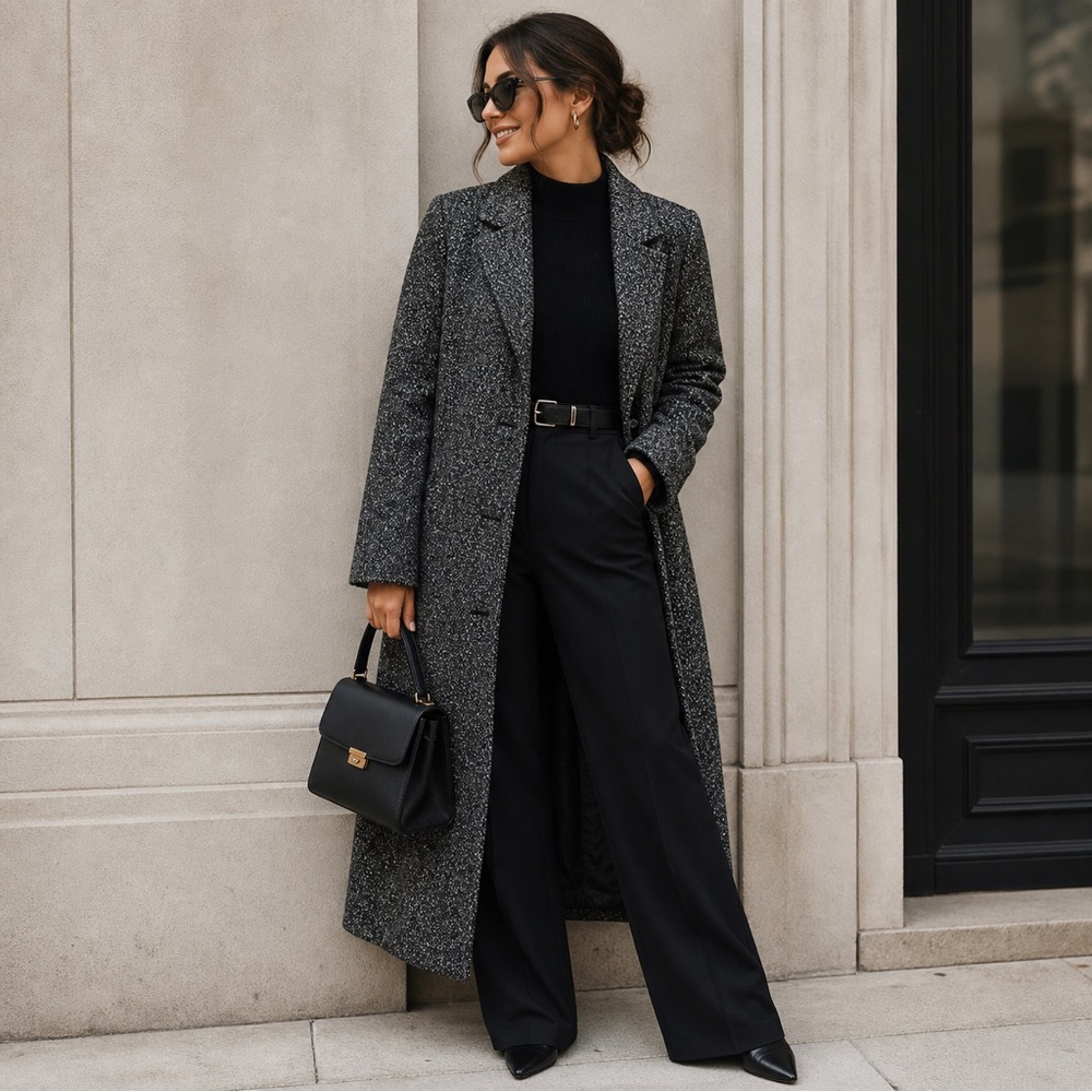 Frank & Oak Salt & Pepper Wool Coat